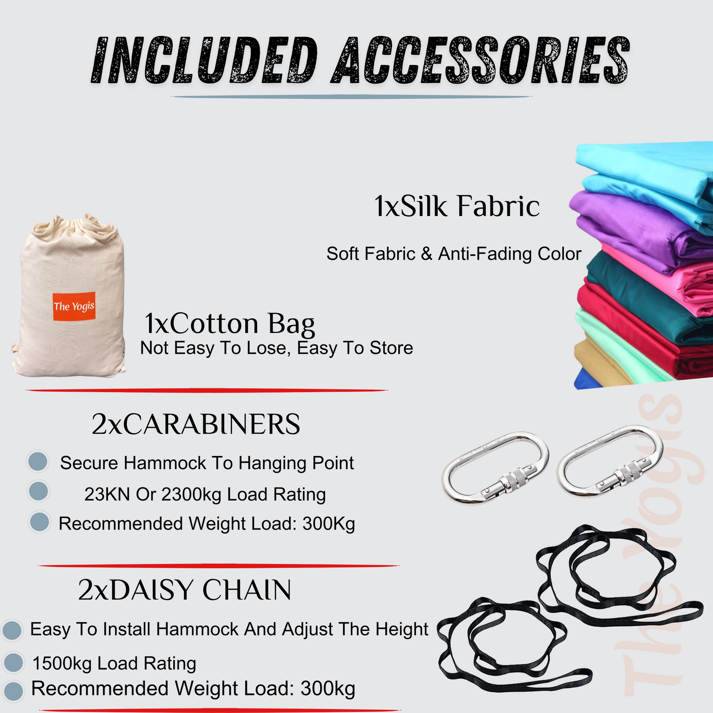 Aerial Yoga Hammock Kit |Silk Fabric | 2 Carabiners , 2 Daisy Chain | Pink