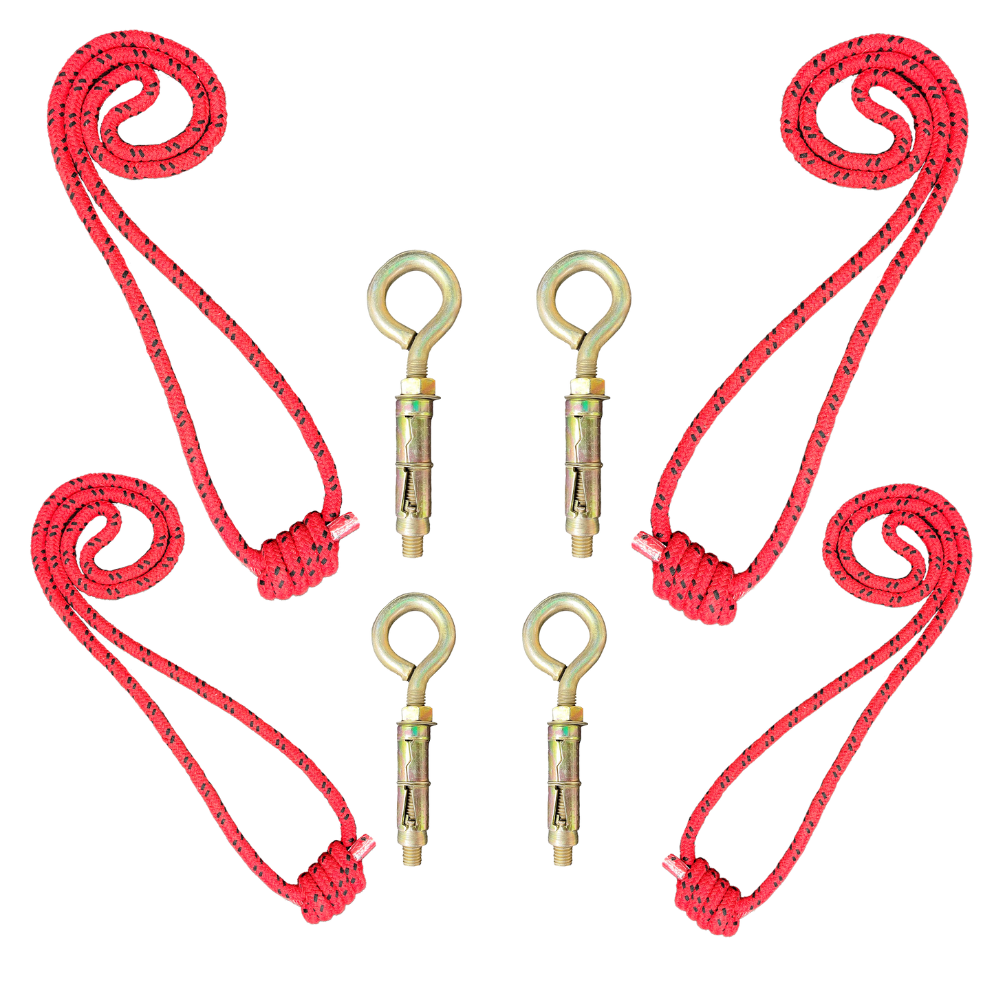 Iyengar Yoga Anti-Gravity Wall Rope | Long & Medium | Pc- 4 With 4Wall Hook Fasteners