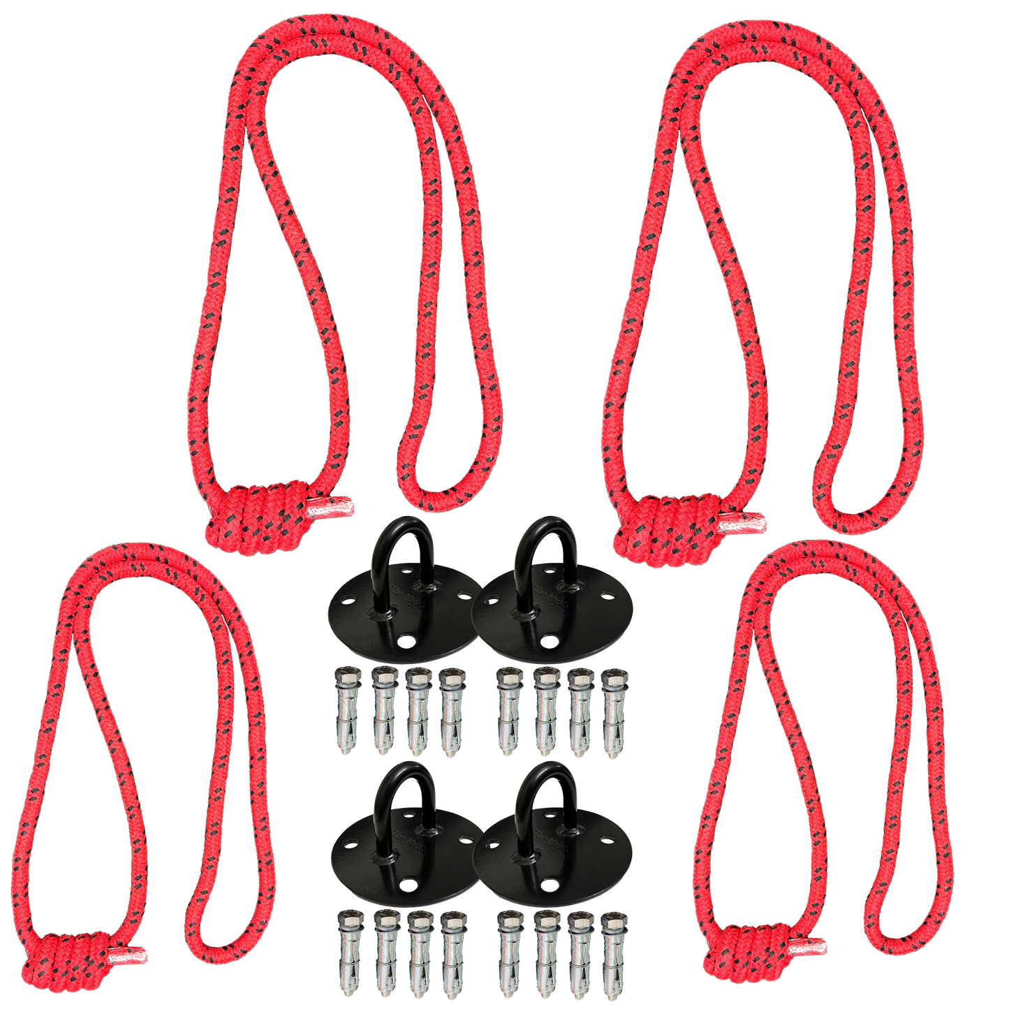 Iyengar Yoga Anti-Gravity Wall Rope | Long & Medium | Pc- 4 With 4 Wall Mount & Fasteners