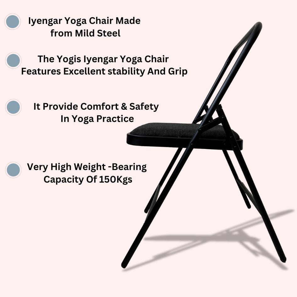 Iyengar Yoga Chair with Jute Cushion Seat | Black |