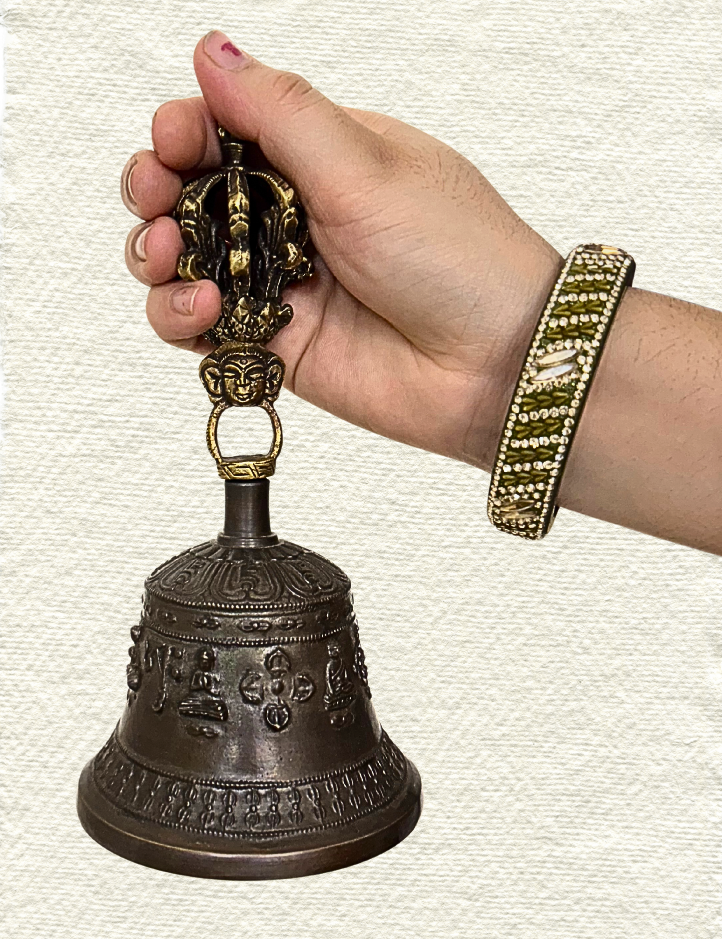 Tibetan Buddhist Meditation Om Bell and Dorje Set Handmade Vajra Dorje | Size - 7.9 inch |