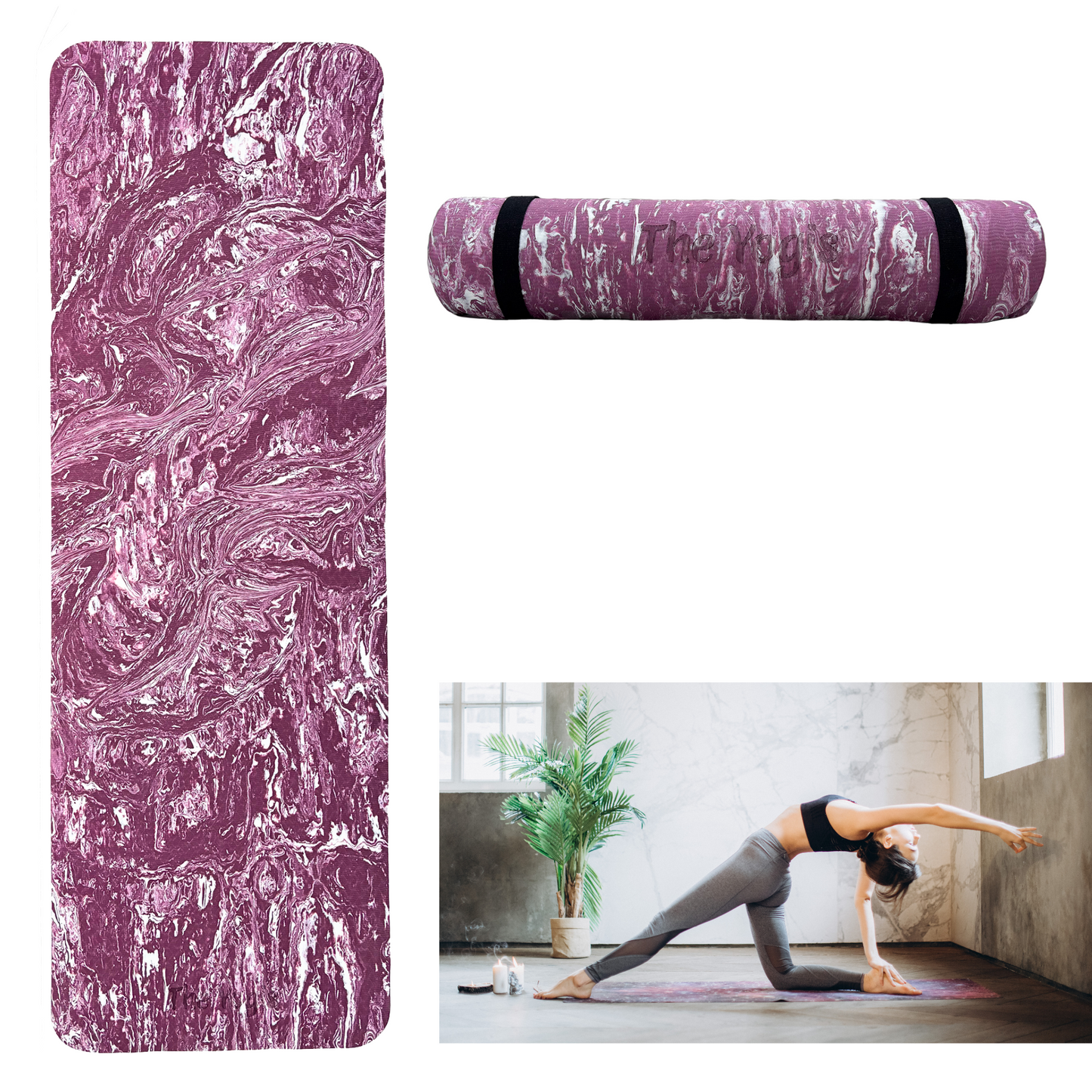 Yoga Mat | Color-Marble Purple | 6mm
