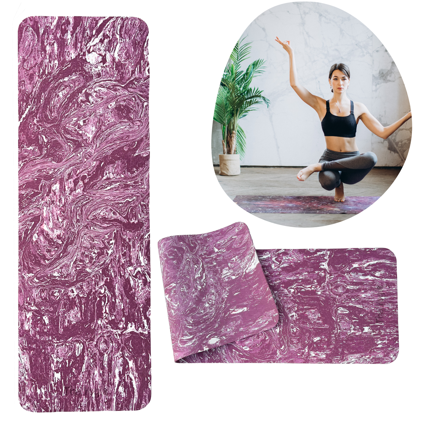 Yoga Mat | Color-Marble Purple | 6mm