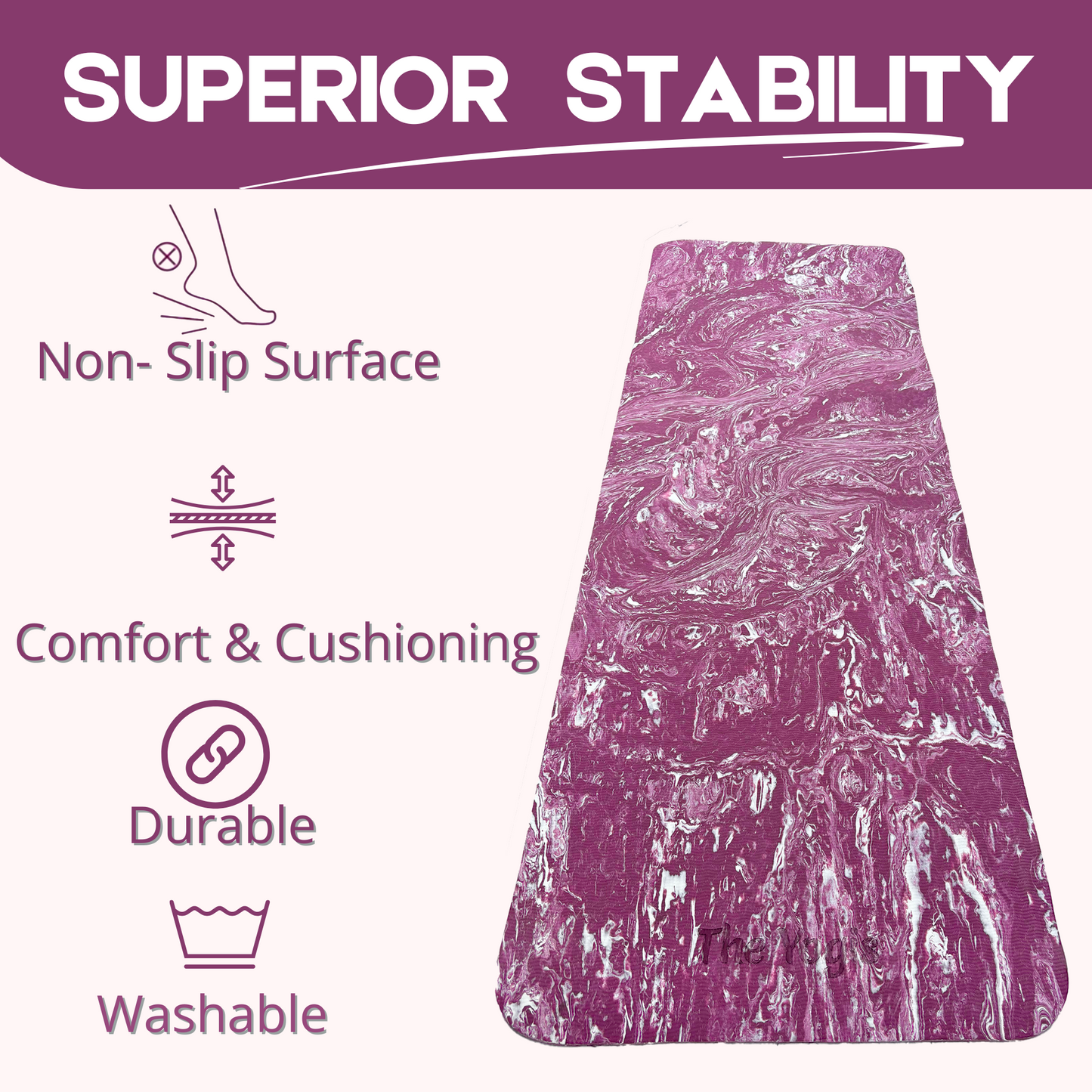 Yoga Mat | Color-Marble Purple | 6mm