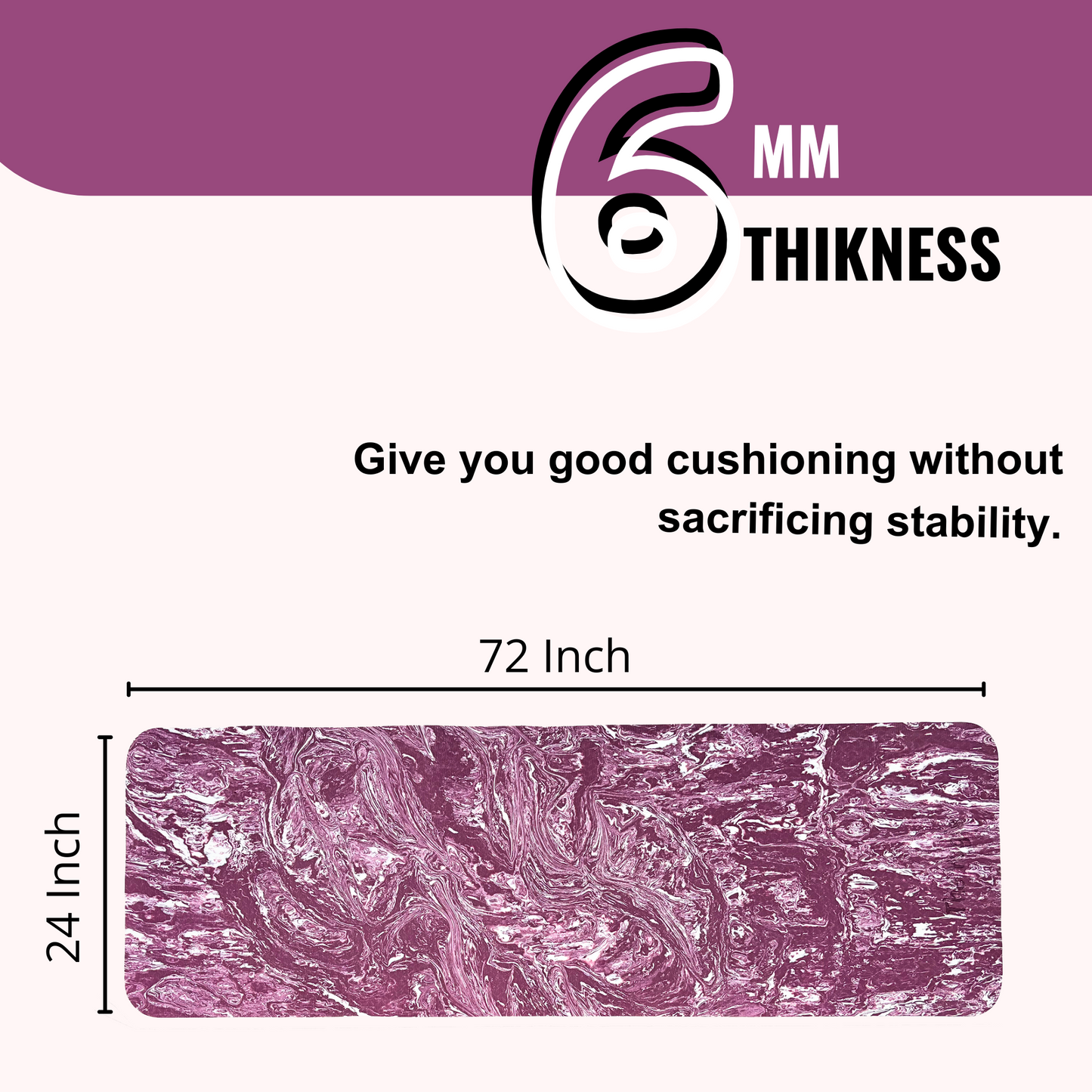 Yoga Mat | Color-Marble Purple | 6mm