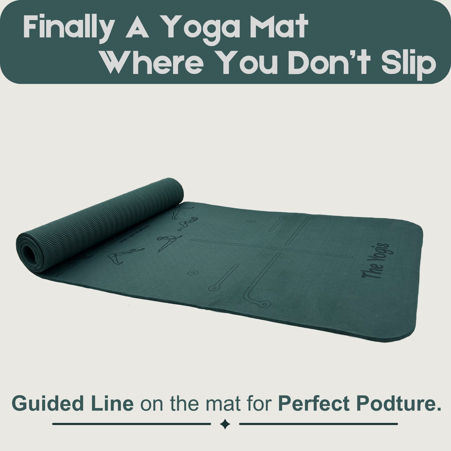 Yoga Mat With Alignment | Color- Bottle Green| 8mm