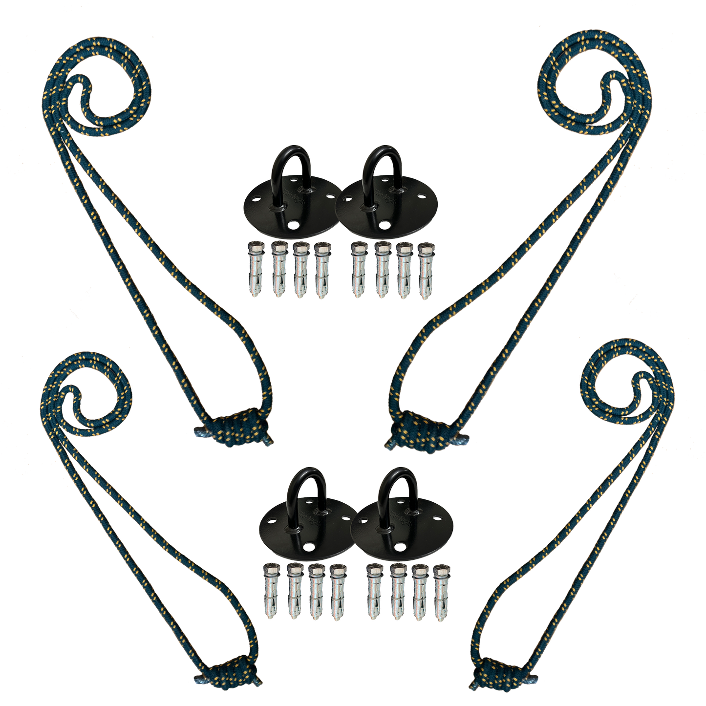 Iyengar Yoga Anti-Gravity Wall Rope | Long & Medium | Pc- 4 With 4 Wall Mount & Fasteners
