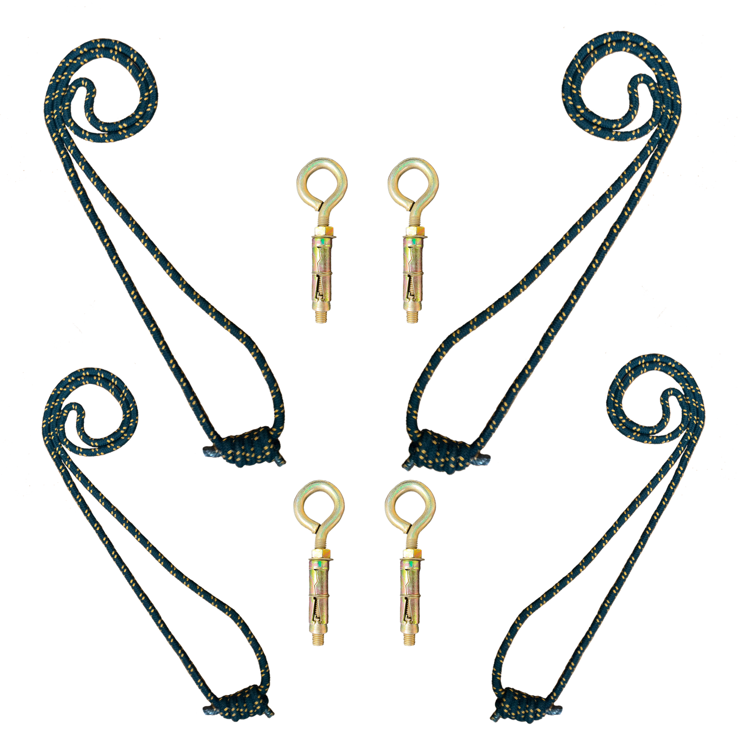 Iyengar Yoga Anti-Gravity Wall Rope | Long & Medium | Pc- 4 With 4Wall Hook Fasteners