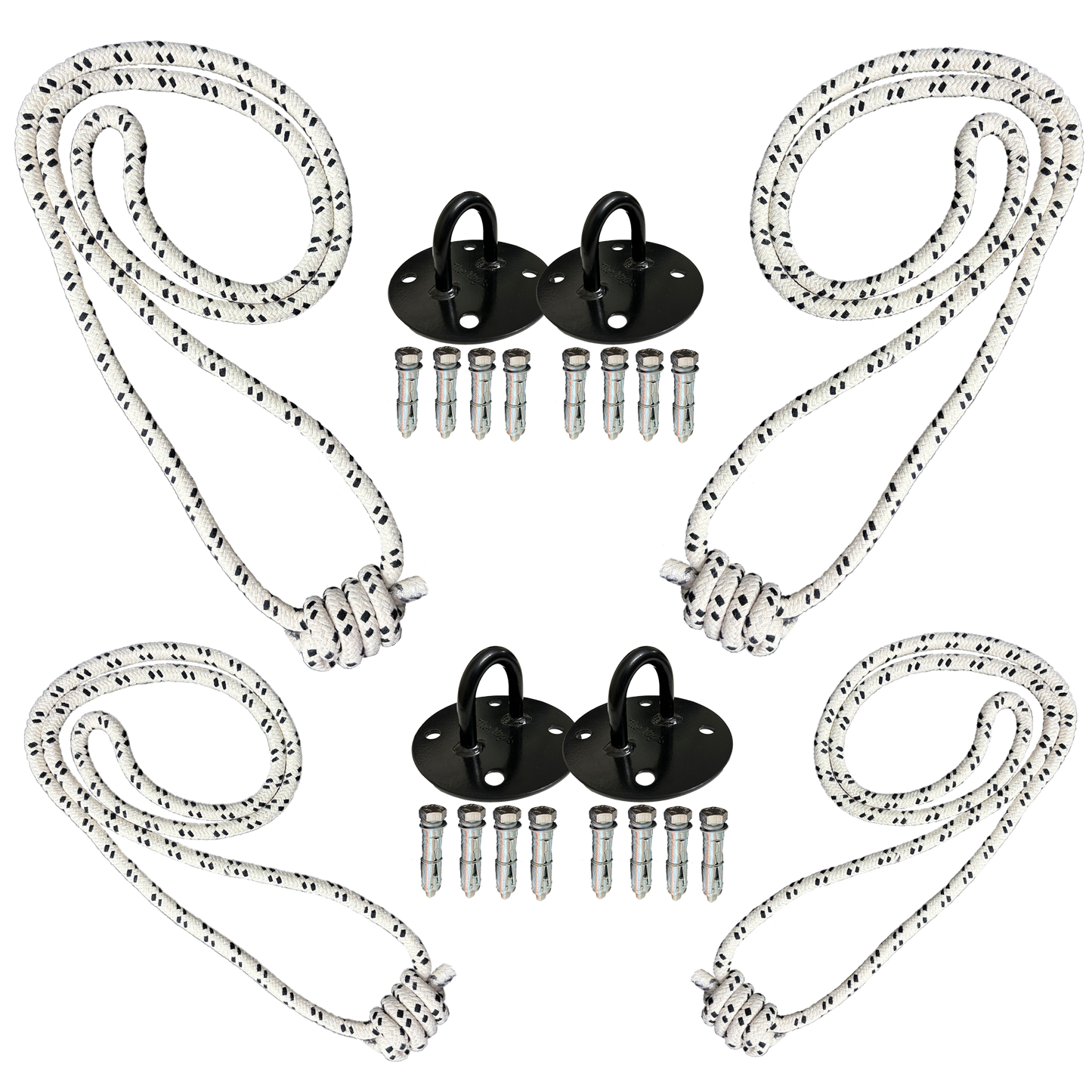 Iyengar Yoga Anti-Gravity Wall Rope | Long & Medium | Pc- 4 With 4 Wall Mount & Fasteners