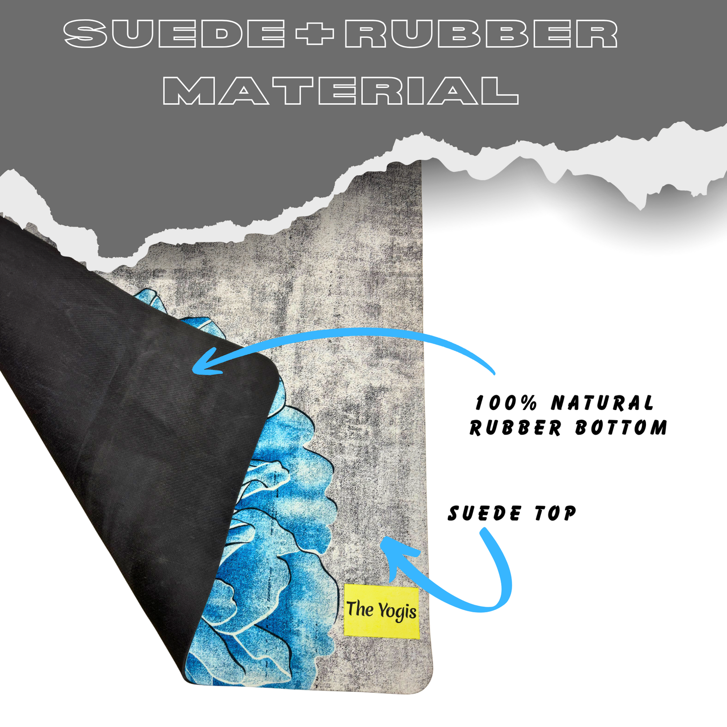 Suede Natural Rubber Yoga Mat And Carry Strap 4mm