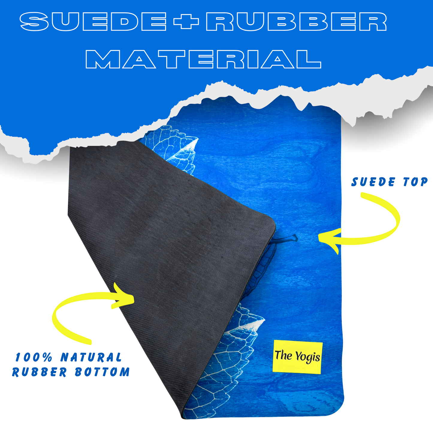 Suede Natural Rubber Yoga Mat And Carry Strap 4mm