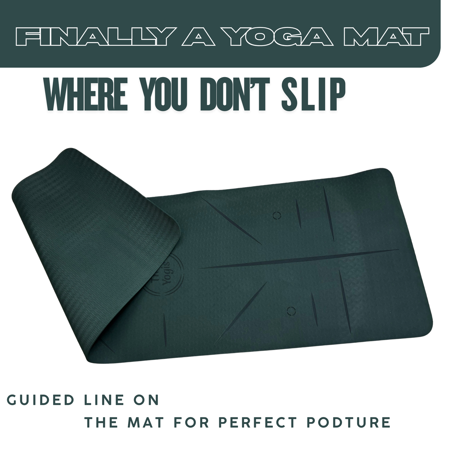 Tpe Yoga Mat With Alignment | Color- Bottle Green| 6mm