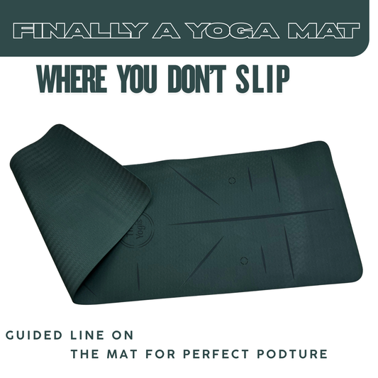 Yoga Mat With Alignment | Color- Bottle Green| 8mm