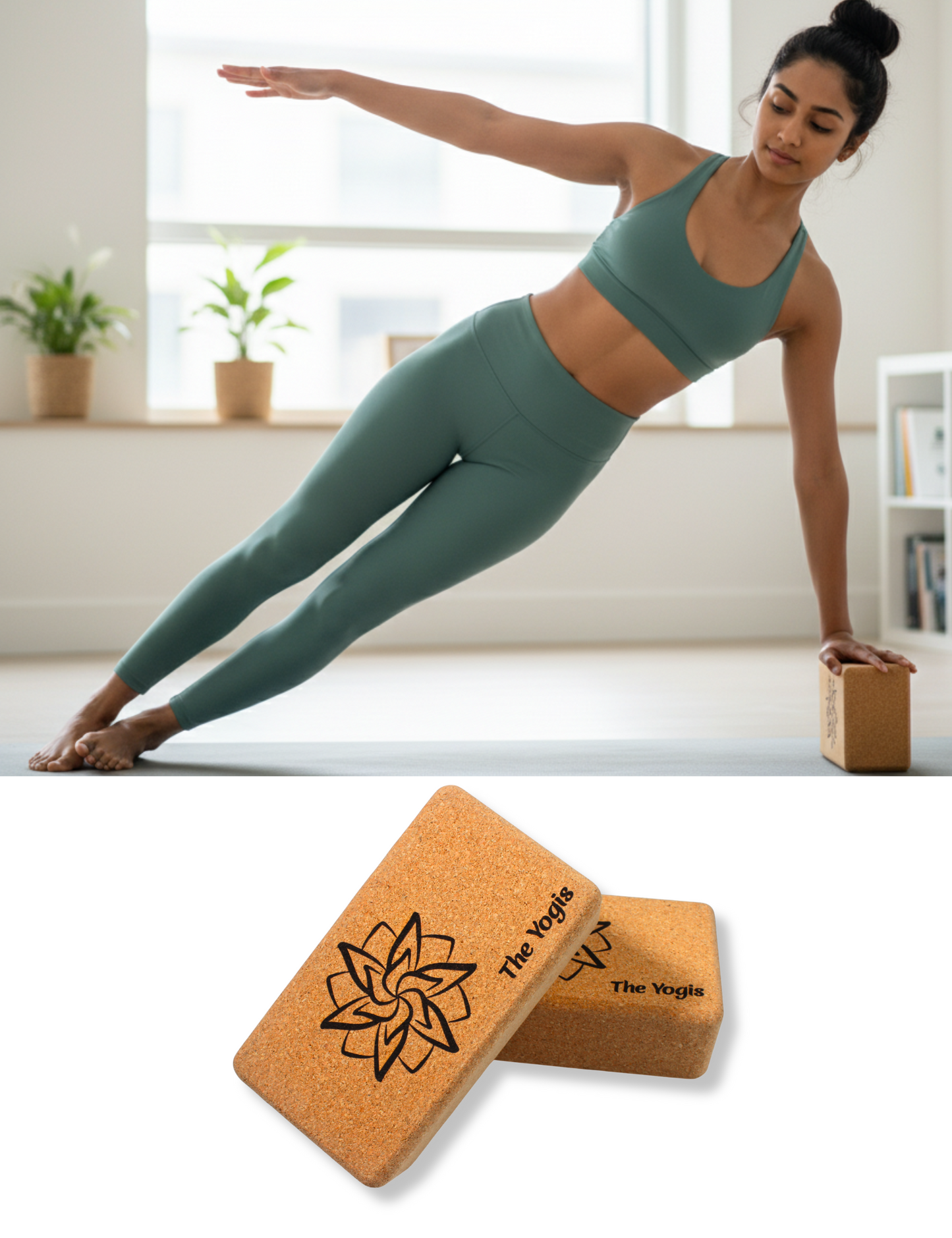 Cork Yoga Brick Pc -2 | Size - 9x5x3inch |