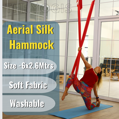 Aerial Yoga Hammock Kit |Silk Fabric | 2 Carabiners , 2 Daisy Chain | Orange