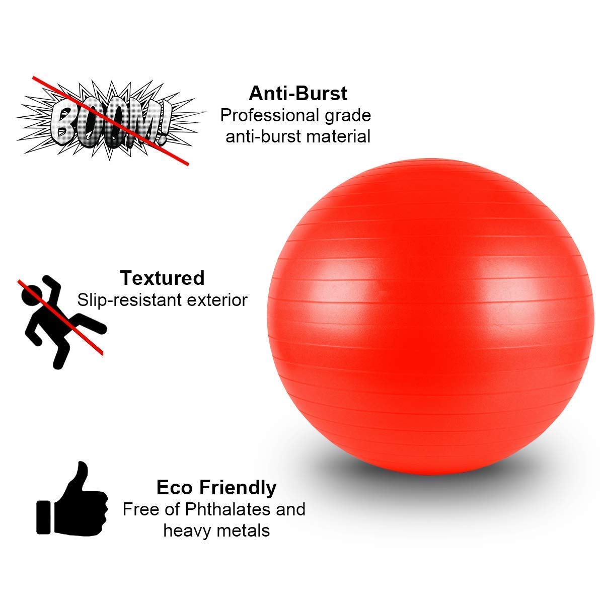 Gym Ball Anti Burst Exercise Ball with Foot Pump for Yoga Workout | 65Cm |