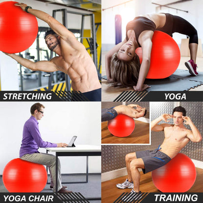 Gym Ball Anti Burst Exercise Ball with Foot Pump for Yoga Workout | 65Cm |