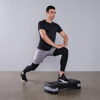 Aerobic Exercise Step Platform with Height Adjustment, Black
