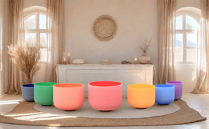 7 Chakra Crystal Singing Bowl Set – Colored Quartz Bowls