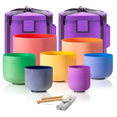 7 Chakra Crystal Singing Bowl Set – Colored Quartz Bowls