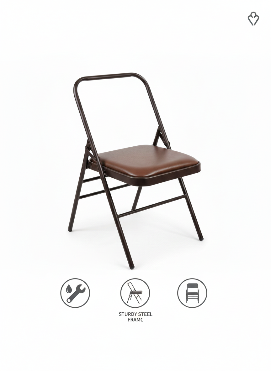 Iyengar Yoga Chair with Leather Cushion Seat | Brown Color |