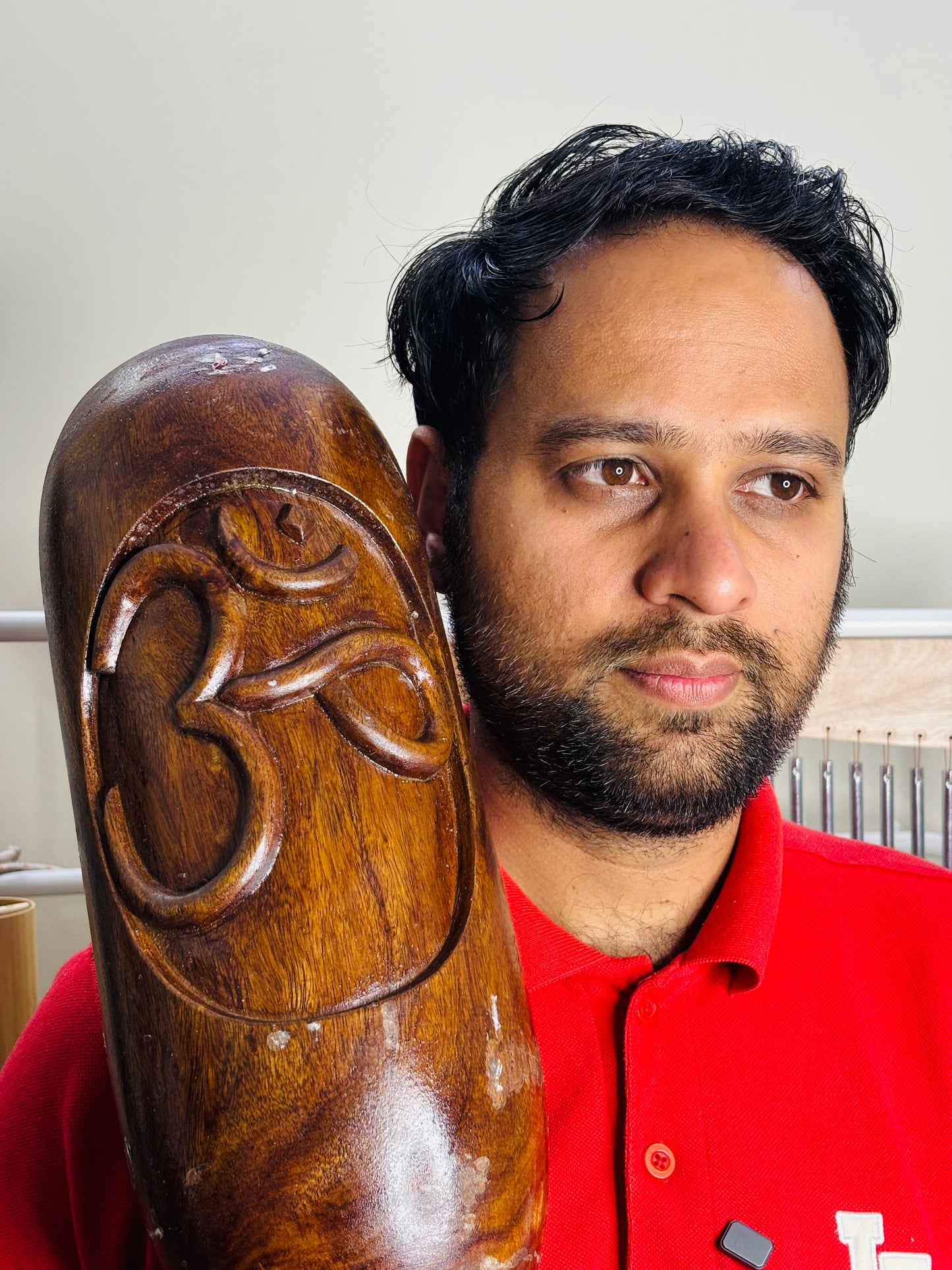 Sheesham Wood Mudgar with Om Hand Carving