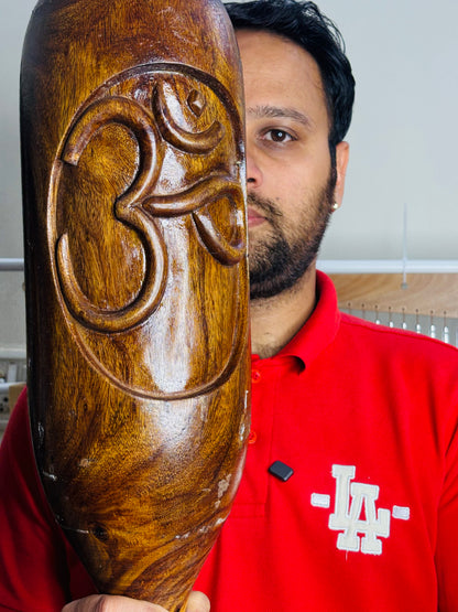 Sheesham Wood Mudgar with Om Hand Carving