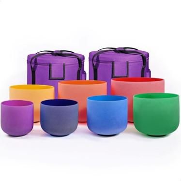 7 Chakra Crystal Singing Bowl Set – Colored Quartz Bowls