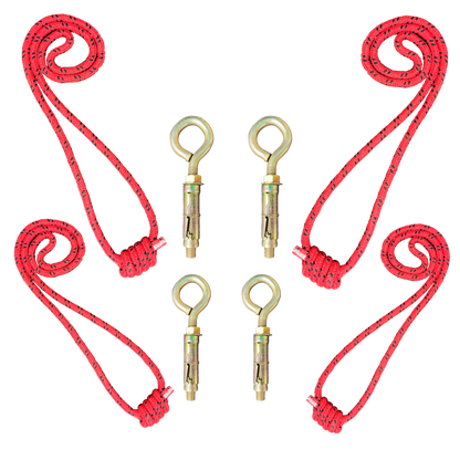 Iyengar Yoga Anti-Gravity Wall Rope | Long & Medium | Pc- 4 With 4Wall Hook Fasteners
