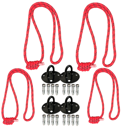 Iyengar Yoga Anti-Gravity Wall Rope | Long & Medium | Pc- 4 With 4 Wall Mount & Fasteners