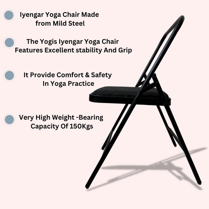Iyengar Yoga Chair with Jute Cushion Seat | Black |