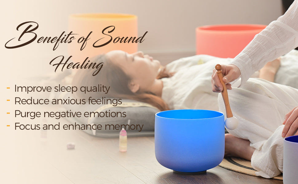 7 Chakra Crystal Singing Bowl Set – Colored Quartz Bowls