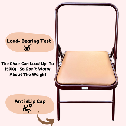 Iyengar Yoga Chair with Leather Cushion Seat | Brown Color |
