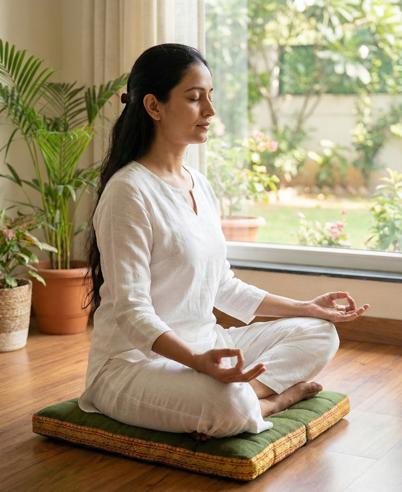 Foldable Cotton Meditation & Yoga Cushion