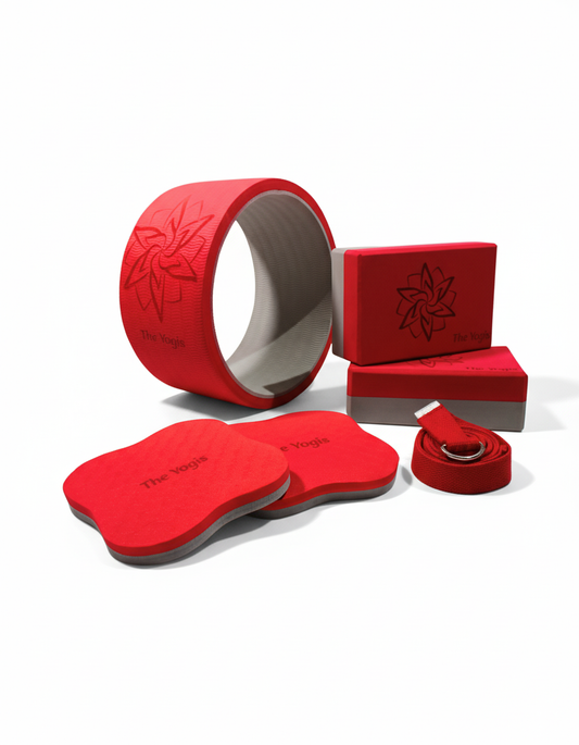 Premium Yoga Wheel Combo Kit | Red & Grey |