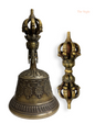 Tibetan Buddhist Meditation Om Bell and Dorje Set Handmade Vajra Dorje | Size - 7 inch |