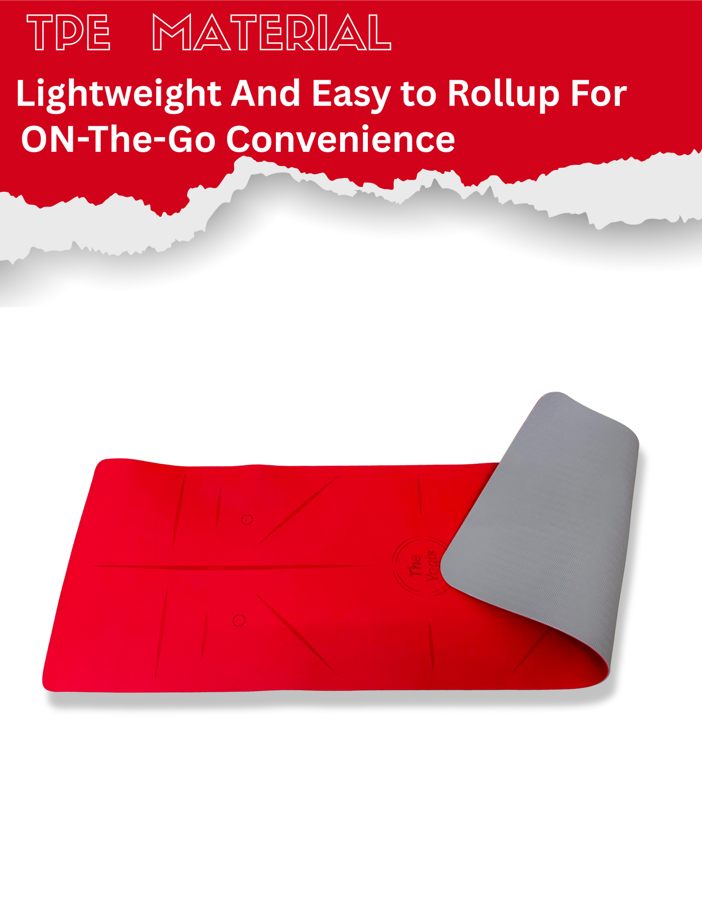 TPE Yoga Mat 6mm With Alignment | Red+Grey Color |