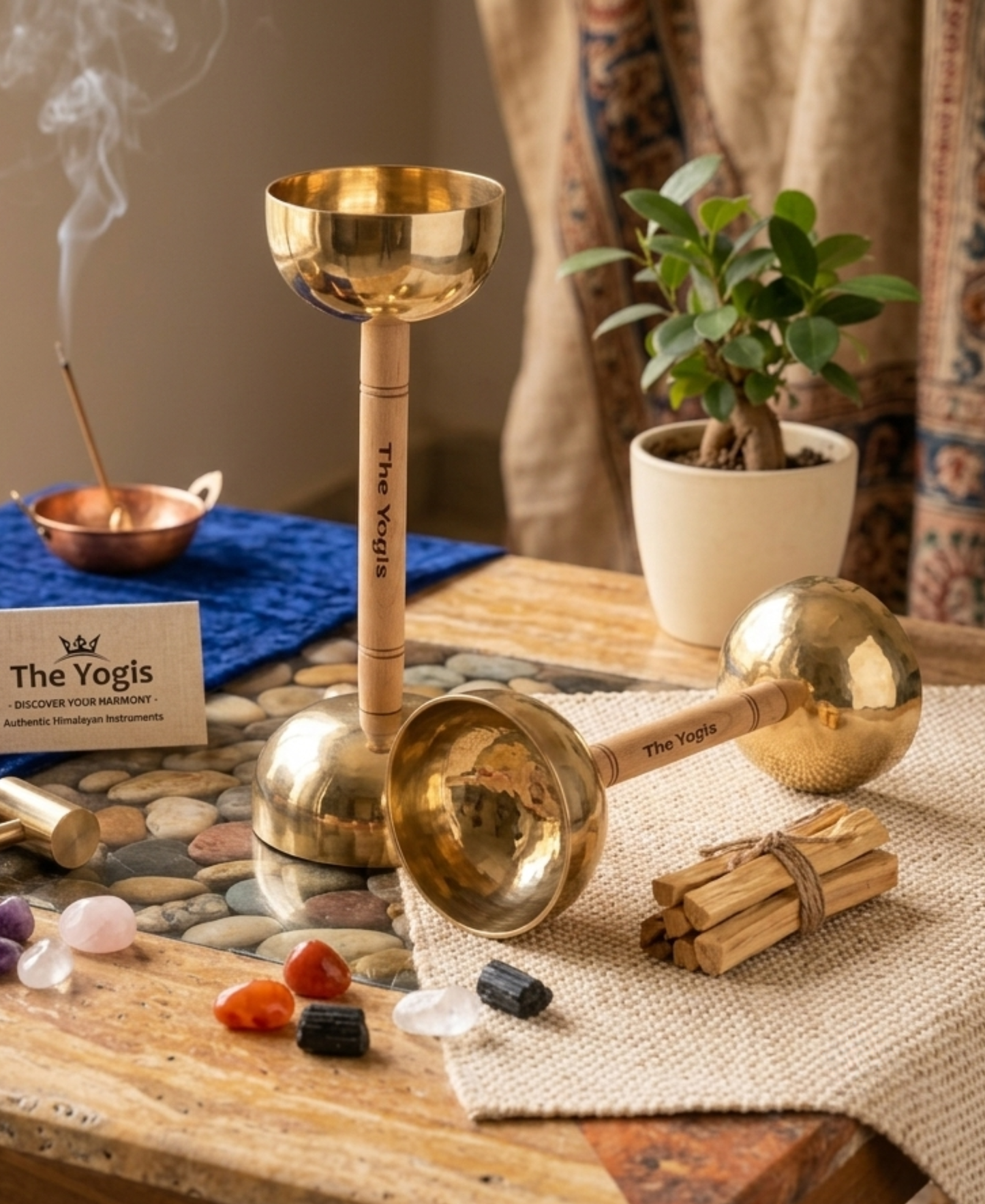 Double Singing Bowl with Handle ( Damaru )
