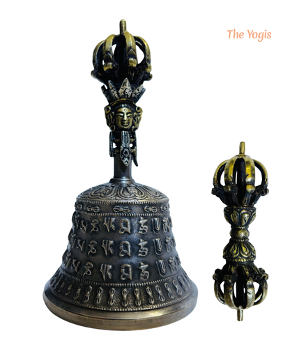 Tibetan Buddhist Meditation Om Bell and Dorje Set Handmade Vajra Dorje | Size - 7 inch |