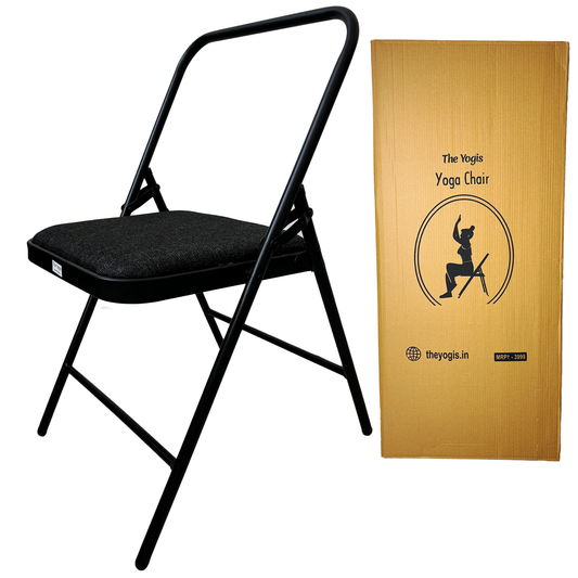 Iyengar Yoga Chair with Jute Cushion Seat | Black |