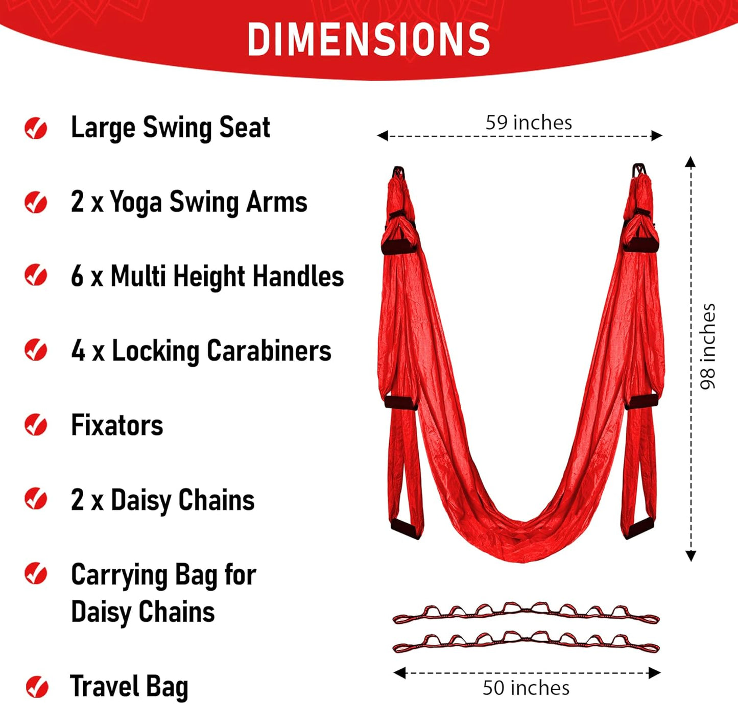 Yoga Trapeze – Yoga Swing/Sling/Inversion Tool | Lycra Fabric |