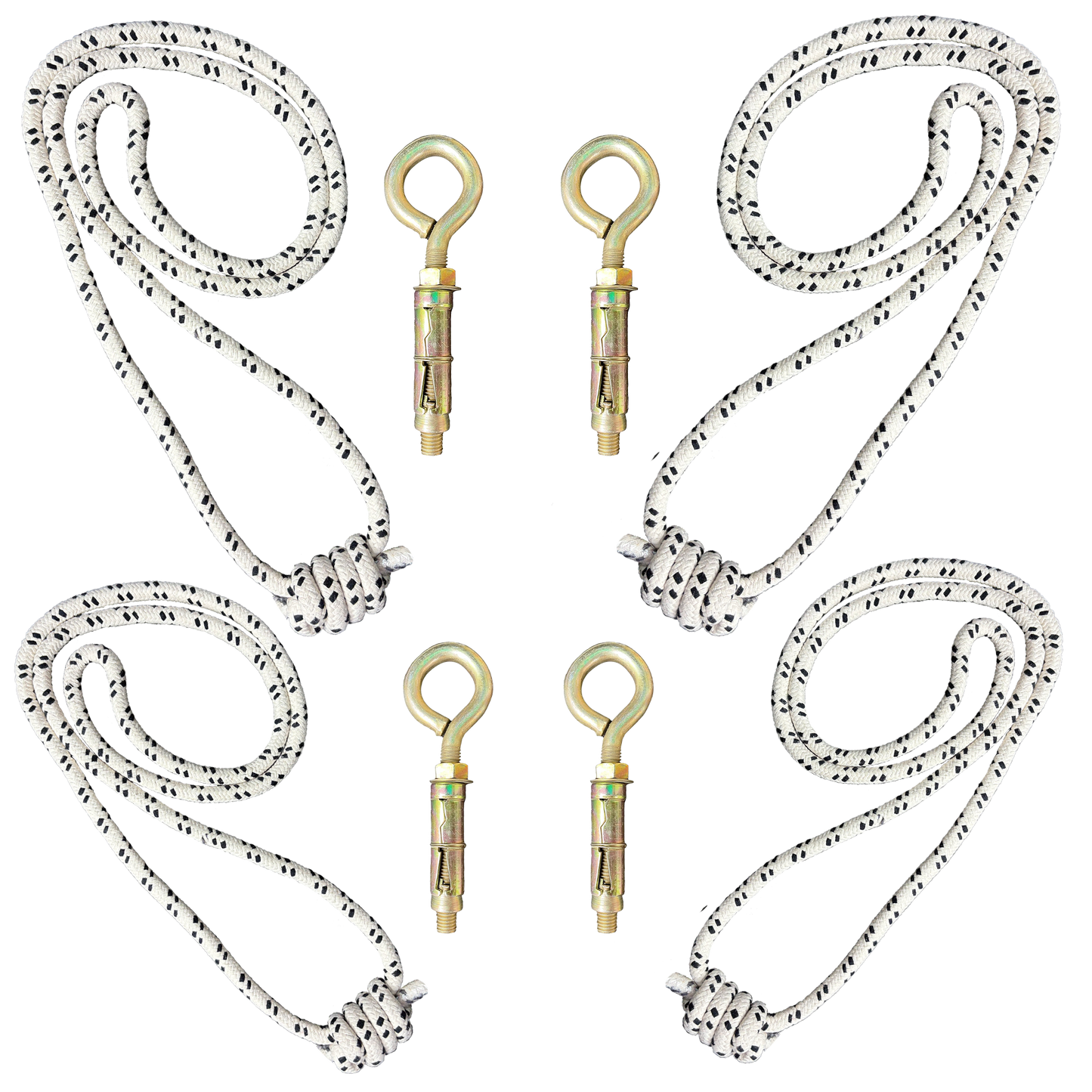 Iyengar Yoga Anti-Gravity Wall Rope | Long & Medium | Pc- 4 With 4Wall Hook Fasteners