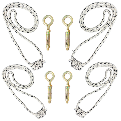 Iyengar Yoga Anti-Gravity Wall Rope | Long & Medium | Pc- 4 With 4Wall Hook Fasteners