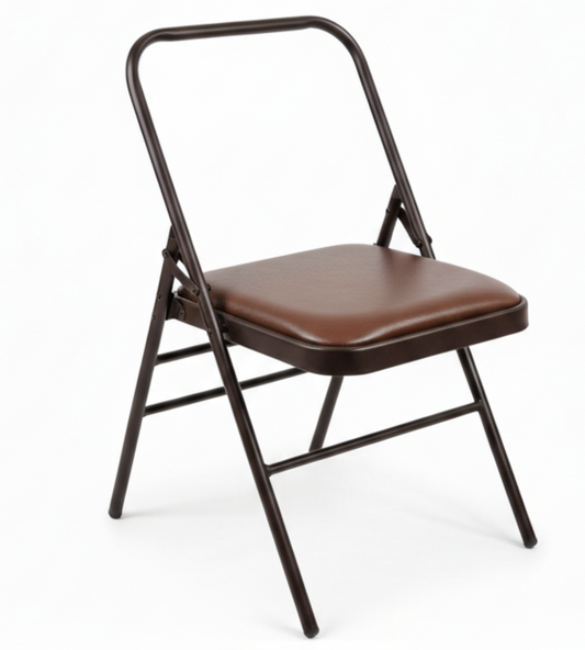 Iyengar Yoga Chair with Leather Cushion Seat | Brown Color |