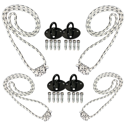 Iyengar Yoga Anti-Gravity Wall Rope | Long & Medium | Pc- 4 With 4 Wall Mount & Fasteners