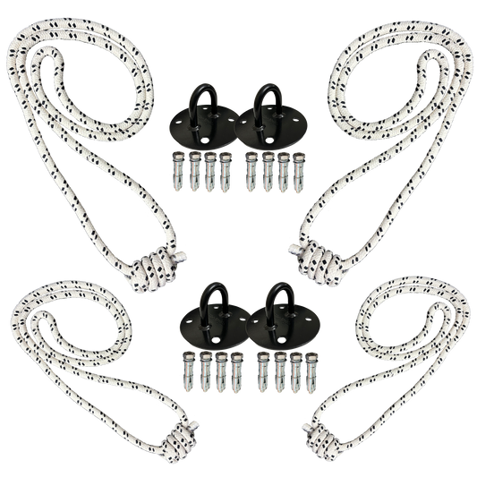 Iyengar Yoga Anti-Gravity Wall Rope | Long & Medium | Pc- 4 With 4 Wall Mount & Fasteners