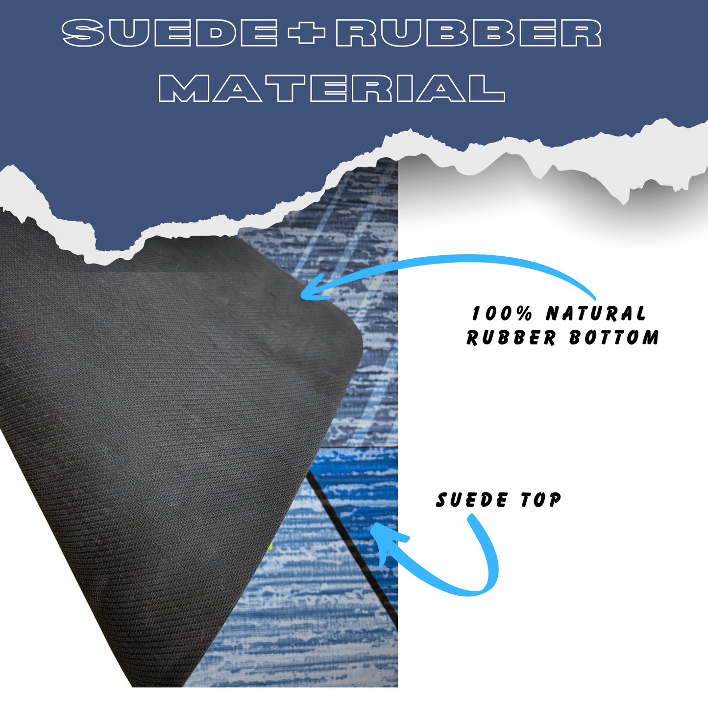 Suede Natural Rubber Yoga Mat And Carry Strap 4mm