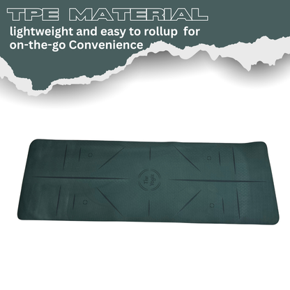 Yoga Mat With Alignment | Color- Bottle Green| 8mm