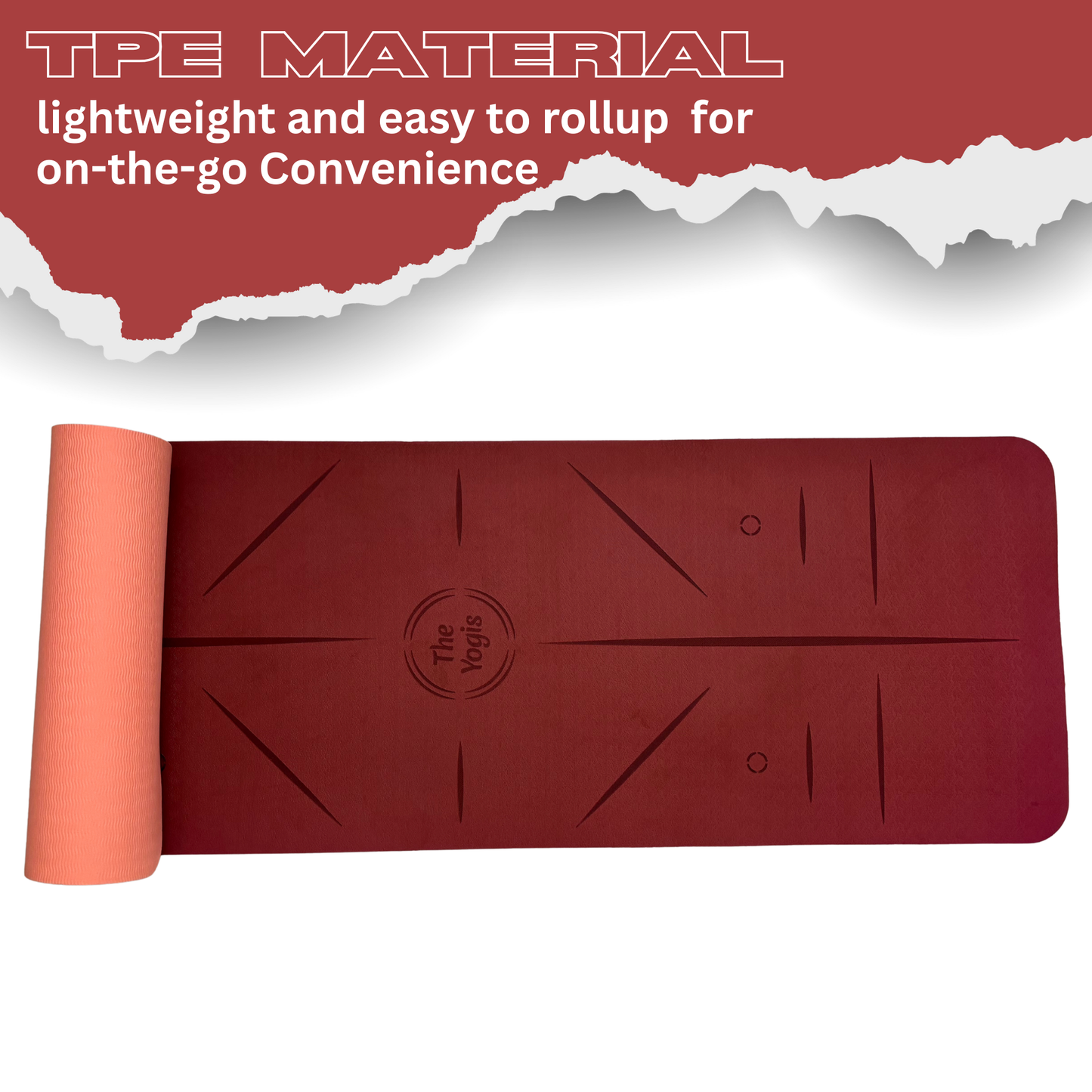 Yoga Mat With Alignment | Color- Wine | 8mm