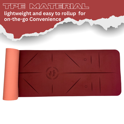 Yoga Mat With Alignment | Color- Wine | 8mm